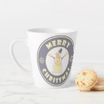Merry Christmas happy snowman famous coffe style Latte Mug<br><div class="desc">Famous coffe style logo with Merry Christmas typography</div>