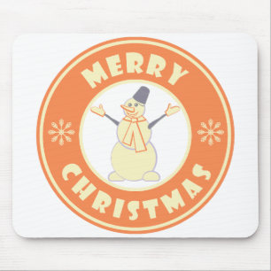 Merry Christmas happy snowman famous coffe style Mouse Mat