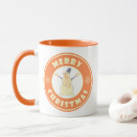 Merry Christmas happy snowman famous coffe style Mug<br><div class="desc">Famous coffe style logo with Merry Christmas typography</div>