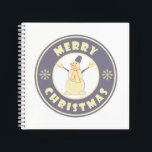Merry Christmas happy snowman famous coffe style Notebook<br><div class="desc">Famous coffe style logo with Merry Christmas typography</div>