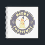 Merry Christmas happy snowman famous coffe style Notebook<br><div class="desc">Famous coffe style logo with Merry Christmas typography</div>