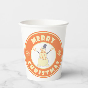 Merry Christmas happy snowman famous coffe style Paper Cups
