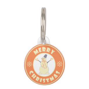 Merry Christmas happy snowman famous coffe style Pet Tag