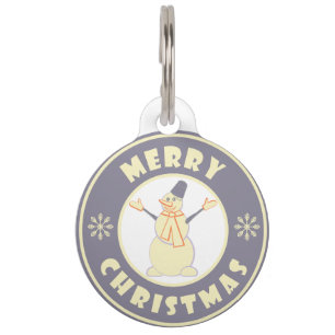 Merry Christmas happy snowman famous coffe style Pet Tag