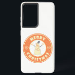 Merry Christmas happy snowman famous coffe style Samsung Galaxy Case<br><div class="desc">Famous coffe style logo with Merry Christmas typography</div>