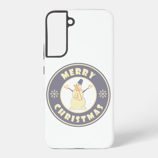 Merry Christmas happy snowman famous coffe style Samsung Galaxy S22+ Case (Back)