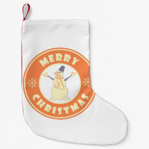 Merry Christmas happy snowman famous coffe style Small Christmas Stocking
