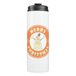 Merry Christmas happy snowman famous coffe style Thermal Tumbler