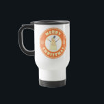 Merry Christmas happy snowman famous coffe style Travel Mug<br><div class="desc">Famous coffe style logo with Merry Christmas typography</div>