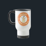Merry Christmas happy snowman famous coffe style Travel Mug<br><div class="desc">Famous coffe style logo with Merry Christmas typography</div>