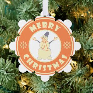 Merry Christmas happy snowman famous coffe style Tree Decoration Card