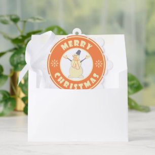 Merry Christmas happy snowman famous coffe style Tree Decoration Card