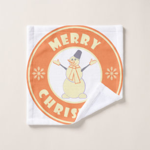 Merry Christmas happy snowman famous coffe style Wash Cloth