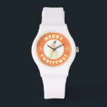 Merry Christmas happy snowman famous coffe style Watch<br><div class="desc">Famous coffe style logo with Merry Christmas typography</div>