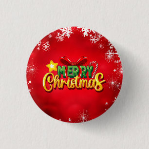Merry Christmas Happy Xmas Red Green Holiday Funny 3 Cm Round Badge