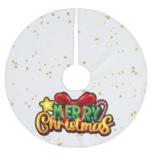 Merry Christmas Happy Xmas Red Green Holiday Funny Brushed Polyester Tree Skirt