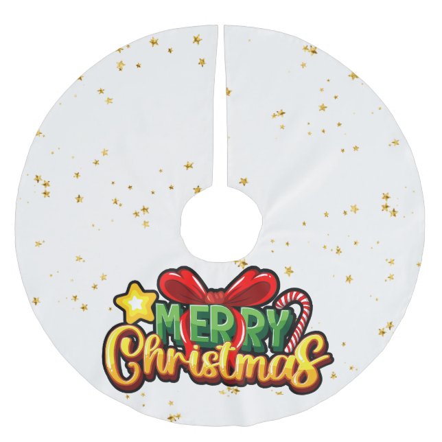 Merry Christmas Happy Xmas Red Green Holiday Funny Brushed Polyester Tree Skirt (Front)