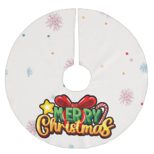 Merry Christmas Happy Xmas Red Green Holiday Funny Brushed Polyester Tree Skirt
