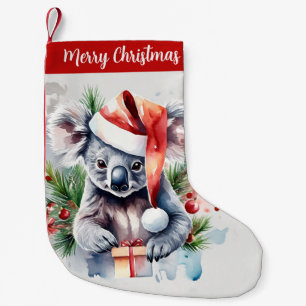 Merry Christmas Hat Festive Koala -  Small Christmas Stocking