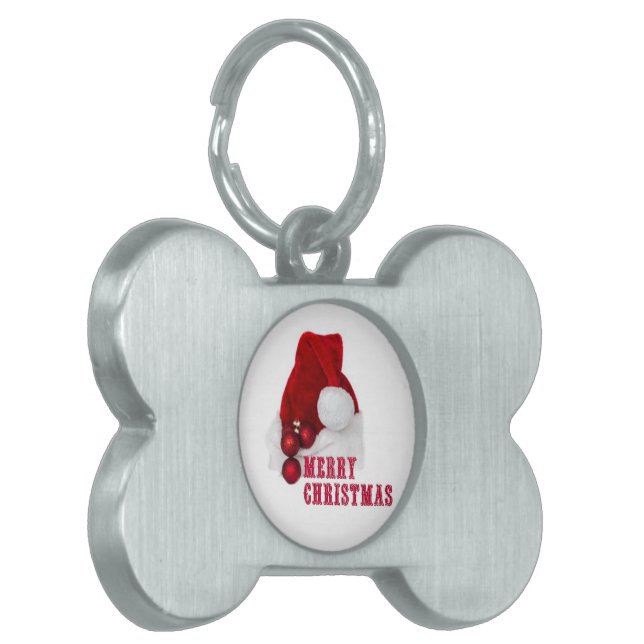Merry Christmas Hat Pet Tag (Front Left)