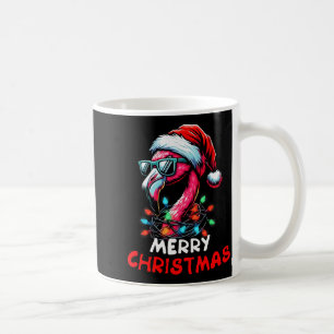 Merry Christmas Hat Santa Flamingo Christmas Light Coffee Mug