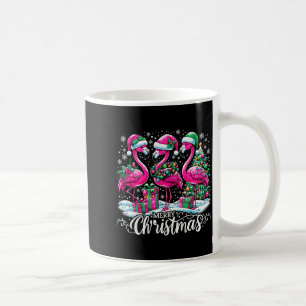 Merry Christmas Hat Santa Flamingo Light Christmas Coffee Mug