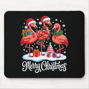 Merry Christmas Hat Santa Flamingo Light Xmas Wome Mouse Mat