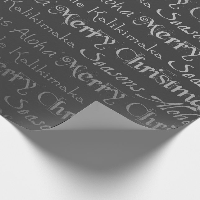 Merry Christmas Hawaiian Aloha Merry Silver Grey Wrapping Paper (Corner)