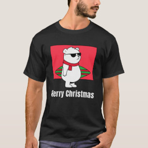 Merry Christmas Hawaiian  Surfing Polar Bear T-Shirt