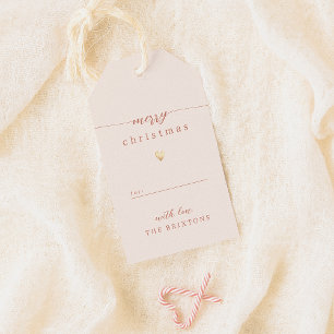 Merry Christmas & Heart Cream Holiday Gift Tags