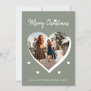 Merry Christmas Heart Family Photo Holiday Card
