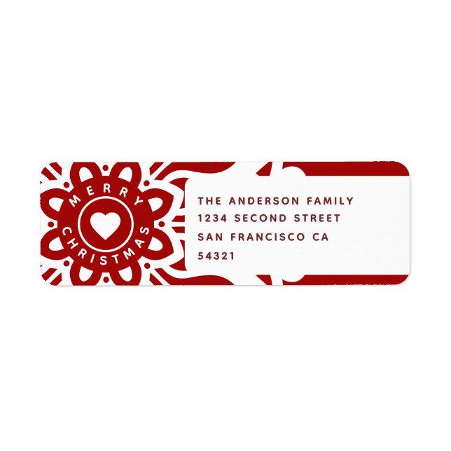 Merry Christmas Heart Snowflake Red White (Front)