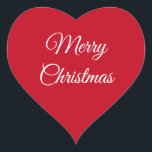 Merry Christmas Heart Sticker<br><div class="desc">Merry Christmas message on a red background</div>