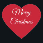 Merry Christmas Heart Sticker<br><div class="desc">Merry Christmas message on a red background</div>