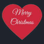 Merry Christmas Heart Sticker<br><div class="desc">Merry Christmas message on a red background</div>