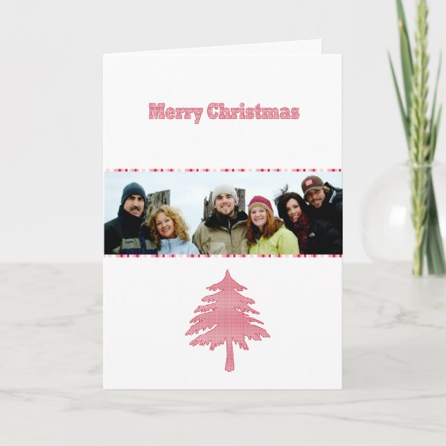 Merry Christmas Hearts With Your Family Photo Holiday Card (Front)