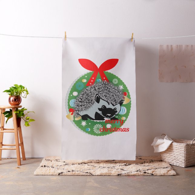 merry christmas hedgehog fabric (In Situ)
