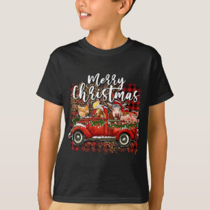 Merry Christmas Heifer Animals Farm Santa Red Truc T-Shirt