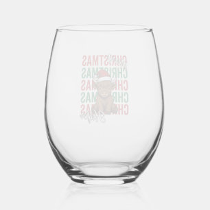 Merry Christmas Heifer Cow Holiday Shirt Design_1 Stemless Wine Glass