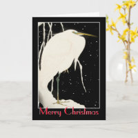 Merry Christmas - Heron in Snow - Ohara Koson