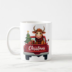 Merry Christmas Highland Cow Christmas Tree Red Tr Coffee Mug