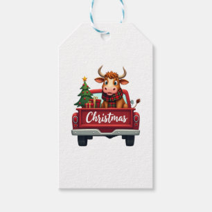 Merry Christmas Highland Cow Christmas Tree Red Tr Gift Tags
