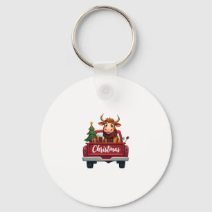 Merry Christmas Highland Cow Christmas Tree Red Tr Key Ring