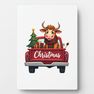 Merry Christmas Highland Cow Christmas Tree Red Tr Plaque