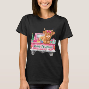Merry Christmas Highland Cow Nk Truck Xmas Tree Wo T-Shirt