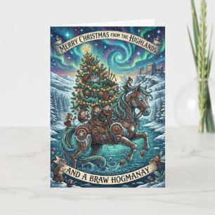 Merry Christmas Highland Horse Hogmanay Card