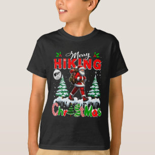 Merry Christmas Hiking Colorful Santa Xmas Tree Li T-Shirt