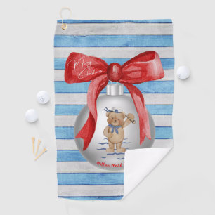 Merry Christmas Hilton Head Island Bear Ornament Golf Towel