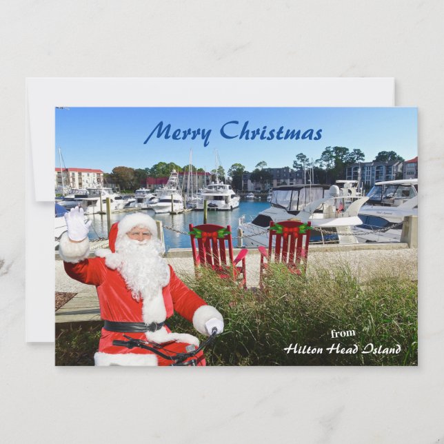 Merry Christmas Hilton Head Island Harbour Town   Holiday Card (Front)