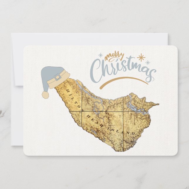 Merry Christmas Hilton Head Island Map Coastal Holiday Card (Front)